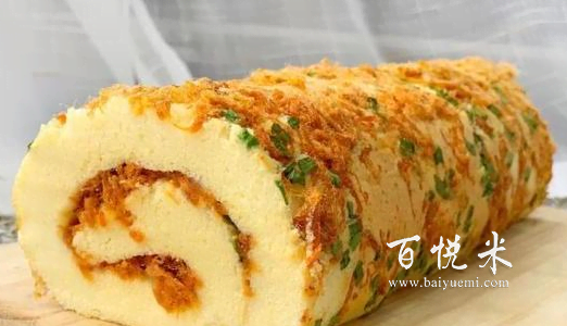 在家自制美味肉松糯米蛋糕卷,簡單三步,口感軟糯,香甜好吃